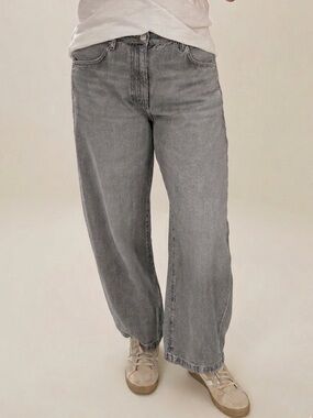 AG Adriano Goldschmied Size 30 Hattie High-Rise Barrel Jeans Grey 100% Cotton